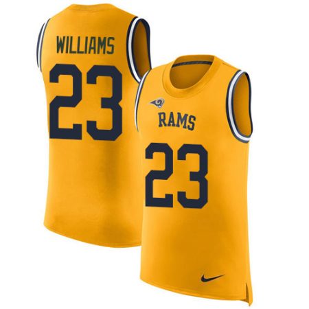 Rams #23 Kyren Williams Gold Men's Stitched NFL Limited Rush Tank Top Jersey