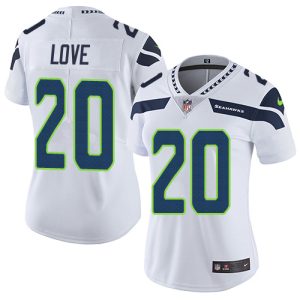 seahawks #20 julian love white women's stitched nfl vapor untouchable limited cheap jersey