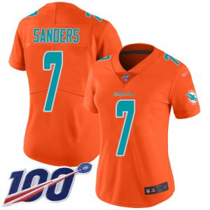 elite Dolphins #7 Jason Sanders Orange Women's Stitched NFL Limited Inverted Legend 100th Season Jersey