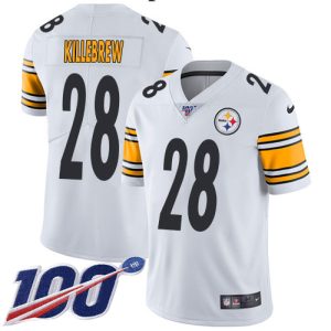 cheap Steelers #28 Miles Killebrew White Youth Stitched NFL 100th Season Vapor Limited Jersey