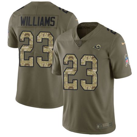 rams #23 kyren williams olive/camo men's stitched nfl limited 2017 salute to service wholesale jersey