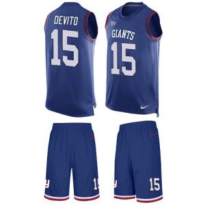 giants #15 tommy devito royal blue team color men's stitched nfl limited tank top suit cheap jersey