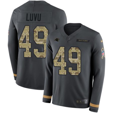 Panthers #49 Frankie Luvu Anthracite Salute to Service Youth Stitched NFL Limited Therma Long Sleeve Jersey