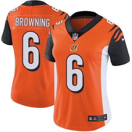 bengals #6 jake browning orange alternate women's stitched nfl vapor untouchable limited elite jersey