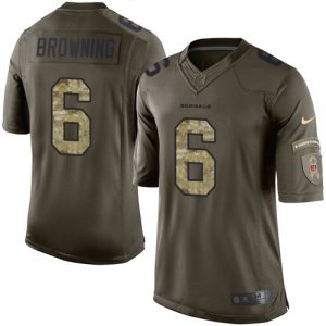 wholesale Bengals #6 Jake Browning Green Youth Stitched NFL Limited 2015 Salute to Service Jersey