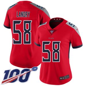 Titans #58 Harold Landry Red Women's Stitched NFL Limited Inverted Legend 100th Season Jersey