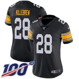 Steelers #28 Miles Killebrew Black Alternate Women's Stitched NFL 100th Season Vapor Limited Jersey