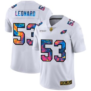 philadelphia eagles #53 shaquille leonard men's white multi-color 2020 nfl crucial catch limited nfl cheap jersey