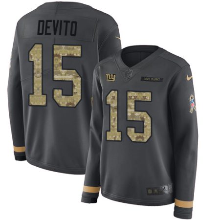 giants #15 tommy devito anthracite salute to service women's stitched nfl limited therma long sleeve wholesale jersey