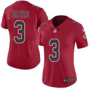 Falcons #3 Jessie Bates Red Stitched Women's NFL Limited Rush Jersey