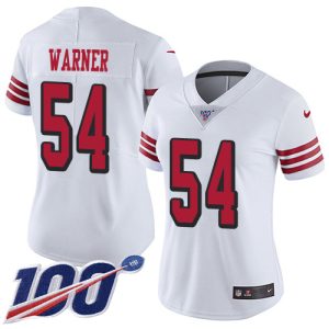 cheap 49ers #54 Fred Warner White Rush Women's Stitched NFL Limited 100th Season Jersey