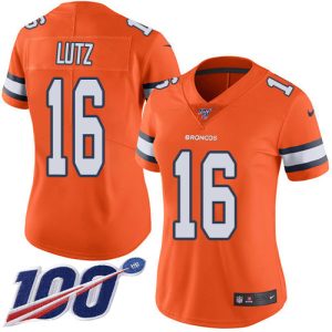 cheap Broncos #16 Wil Lutz Orange Women's Stitched NFL Limited Rush 100th Season Jersey