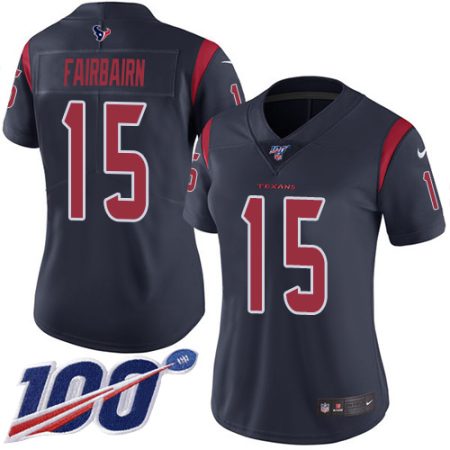 texans #15 ka'imi fairbairn navy blue women's stitched nfl limited rush 100th season elite jersey