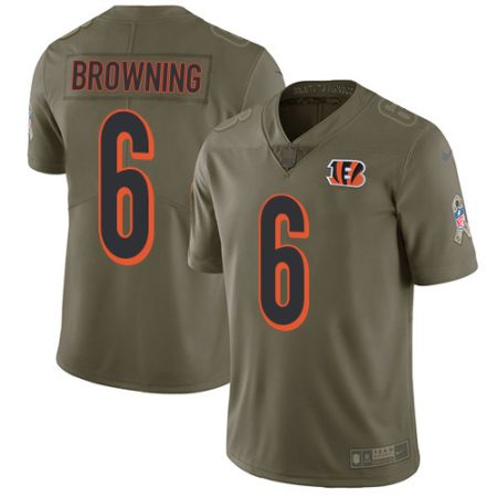 elite Bengals #6 Jake Browning Olive Men's Stitched NFL Limited 2017 Salute To Service Jersey