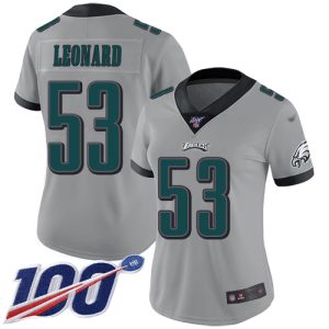 cheap Eagles #53 Shaquille Leonard Silver Women's Stitched NFL Limited Inverted Legend 100th Season Jersey