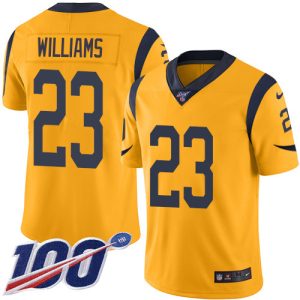 elite Rams #23 Kyren Williams Gold Men's Stitched NFL Limited Rush Jersey