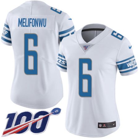 Lions #6 Ifeatu Melifonwu White Women's Stitched NFL 100th Season Vapor Untouchable Limited Jersey