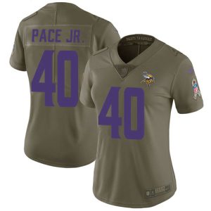 wholesale Vikings #40 Ivan Pace Jr. Olive Women's Stitched NFL Limited 2017 Salute To Service Jersey