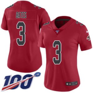 Falcons #3 Jessie Bates Red Stitched Women's NFL Limited Rush 100th Season Jersey