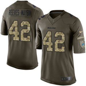 Lions #42 Jalen Reeves-Maybin Green Youth Stitched NFL Limited 2015 Salute to Service Jersey