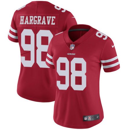 49ers #98 javon hargrave red team color women's stitched nfl vapor untouchable limited elite jersey