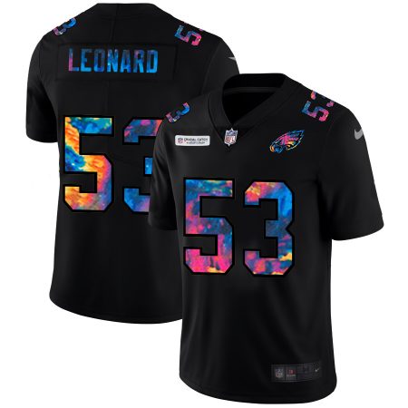 Philadelphia Eagles #53 Shaquille Leonard Men's Multi-Color Black 2020 NFL Crucial Catch Vapor Untouchable Limited Jersey