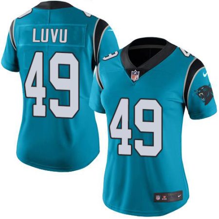 panthers #49 frankie luvu blue women's stitched nfl limited rush cheap jersey