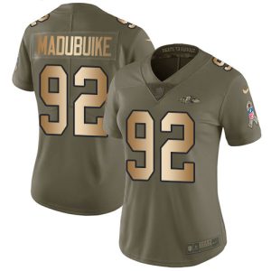 ravens #92 justin madubuike olive/gold women's stitched nfl limited 2017 salute to service wholesale jersey