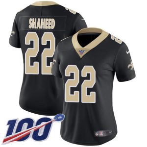 cheap Saints #22 Rashid Shaheed Black Team Color Women's Stitched NFL 100th Season Vapor Limited Jersey