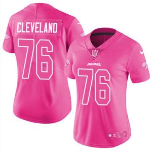 jaguars #76 ezra cleveland pink women's stitched nfl limited rush fashion wholesale jersey