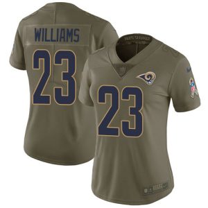 Rams #23 Kyren Williams Olive Women's Stitched NFL Limited 2017 Salute to Service Jersey