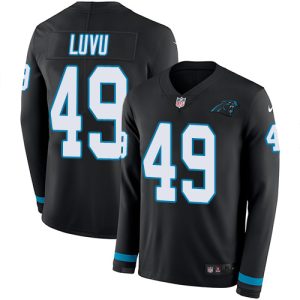 wholesale Panthers #49 Frankie Luvu Black Team Color Youth Stitched NFL Limited Therma Long Sleeve Jersey