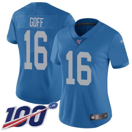 lions #16 jared goff blue throwback women's stitched nfl 100th season vapor untouchable limited cheap jersey