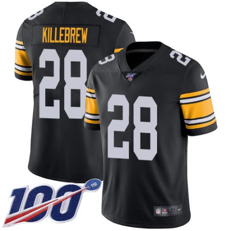 steelers #28 miles killebrew black alternate men's stitched nfl 100th season vapor limited cheap jersey