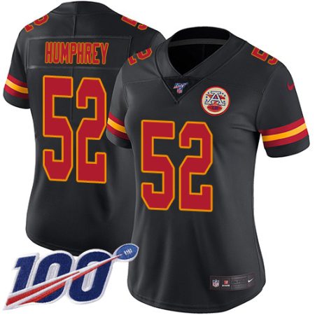 elite Chiefs #52 Creed Humphrey Black Women's Stitched NFL Limited Rush 100th Season Jersey