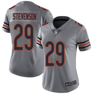 cheap Bears #29 Tyrique Stevenson Silver Women's Stitched NFL Limited Inverted Legend Jersey