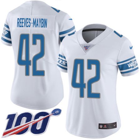 lions #42 jalen reeves-maybin white women's stitched nfl 100th season vapor untouchable limited cheap jersey