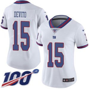 cheap Giants #15 Tommy DeVito White Women's Stitched NFL Limited Rush 100th Season Jersey