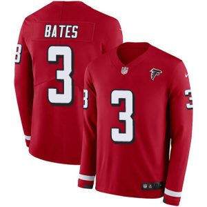 elite Falcons #3 Jessie Bates Red Team Color Men's Stitched NFL Limited Therma Long Sleeve Jersey