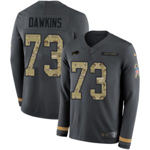 elite Bills #73 Dion Dawkins Anthracite Salute to Service Youth Stitched NFL Limited Therma Long Sleeve Jersey