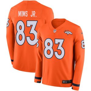 Broncos #83 Marvin Mims Jr. Orange Team Color Men's Stitched NFL Limited Therma Long Sleeve Jersey