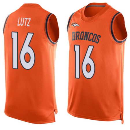 broncos #16 wil lutz orange team color men's stitched nfl limited tank top cheap jersey