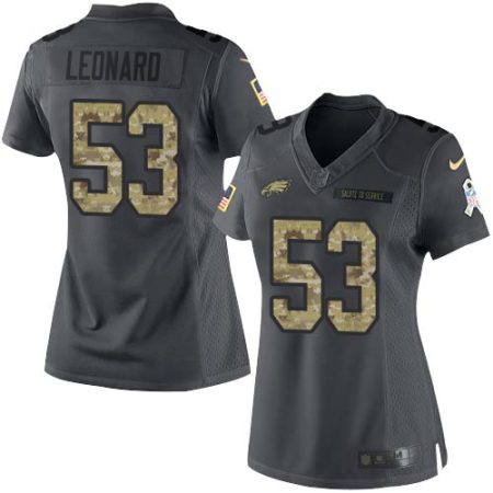 cheap Eagles #53 Shaquille Leonard Black Women's Stitched NFL Limited 2016 Salute to Service Jersey