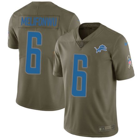 elite Lions #6 Ifeatu Melifonwu Olive Men's Stitched NFL Limited 2017 Salute To Service Jersey