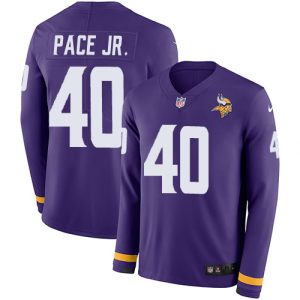 Vikings #40 Ivan Pace Jr. Purple Team Color Men's Stitched NFL Limited Therma Long Sleeve Jersey