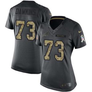 Bills #73 Dion Dawkins Black Women's Stitched NFL Limited 2016 Salute to Service Jersey