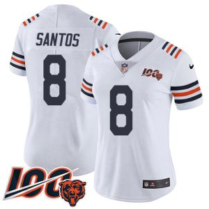 wholesale Bears #8 Cairo Santos White Alternate Women's Stitched NFL Vapor Untouchable Limited 100th Season Jersey