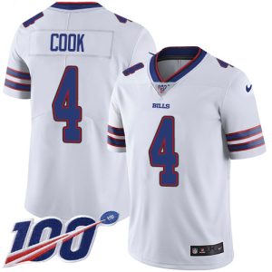 Bills #4 James Cook White Men's Stitched NFL 100th Season Vapor Untouchable Limited Jersey