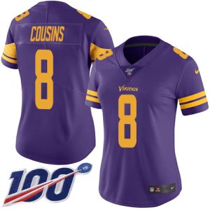 Vikings #8 Kirk Cousins Purple Women's Stitched NFL Limited Rush 100th Season Jersey