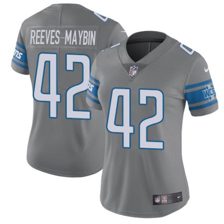 Lions #42 Jalen Reeves-Maybin Gray Women's Stitched NFL Limited Rush Jersey